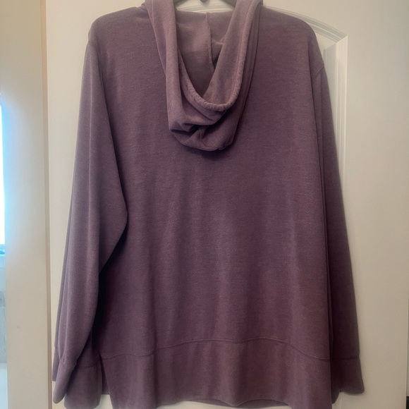 Ladies luxe knit purple hoodie 1/4 zip - Picture 2 of 3